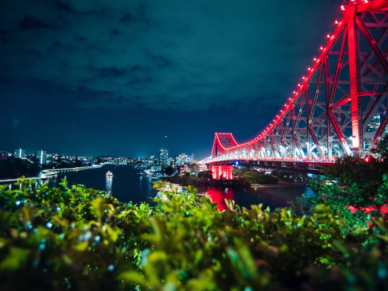 photograph of brisbane cbd at night